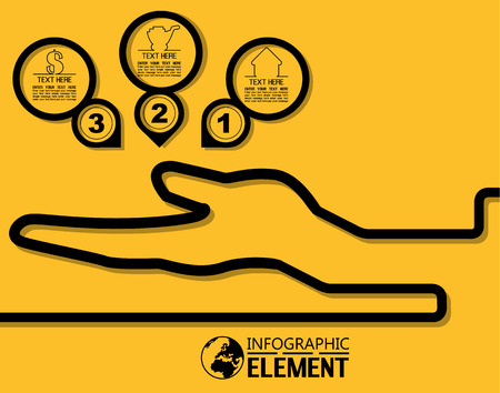 INFOGRAPHIC SIMPLE TEMPLATE WITH STEPS PARTS OPTIONS ELEMENTS HANDのイラスト素材
