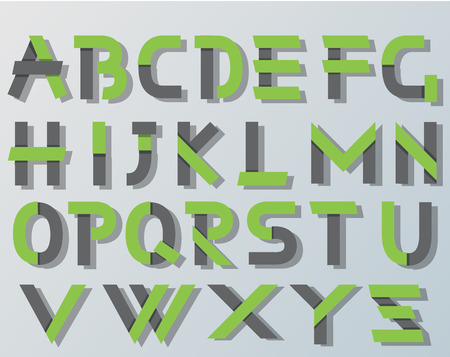 ORIGAMI ALPHABET STYLE WITH SHADOWS GREEN