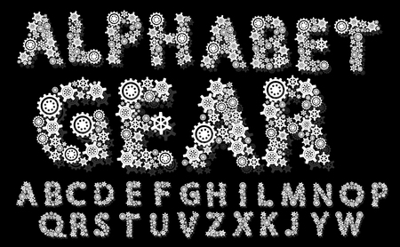 ALPHABET MECHANICAL GEAR WHITEのイラスト素材