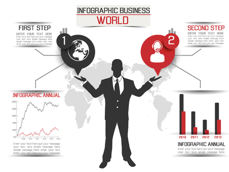 INFOGRAPHIC BUSINESS WORLD REDのイラスト素材