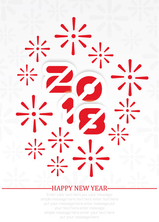 2018 Happy  new year background with fireworks redのイラスト素材