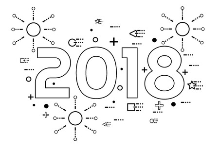 2018 happy new year linear styleのイラスト素材