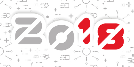 2018 happy new year linear style white second editionのイラスト素材