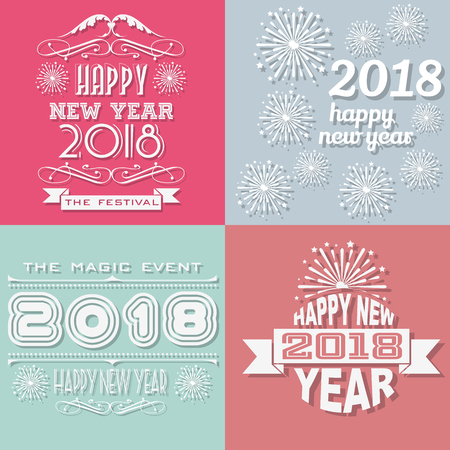 2018 happy new yearwritten retro style vintageのイラスト素材