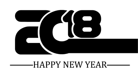 2018 happy new year black simple styleのイラスト素材