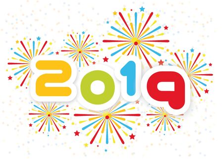 2019 Happy  new year background with fireworks second editionのイラスト素材