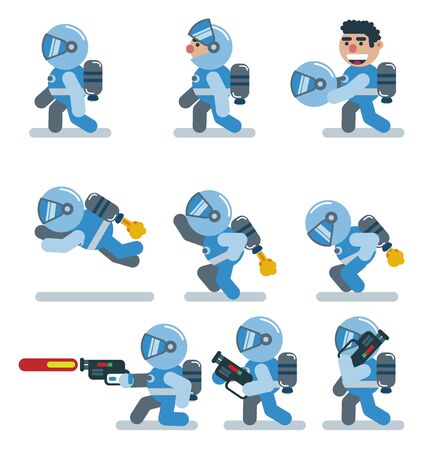 characters astronaut, game, flat ,icon man, cartoonのイラスト素材