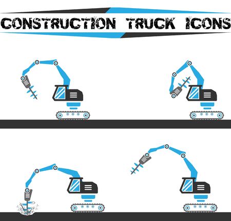 Constructio truck icons set sixのイラスト素材