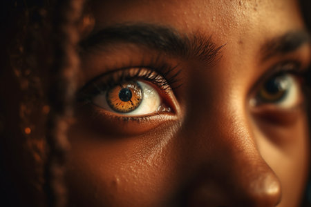 Close-up portrait of beautiful african american woman's eyesの素材