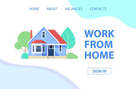 Work from home. Landing page. Vector illustrationのイラスト素材