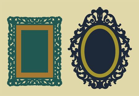 Set of vintage frames. Vector illustration. Frame and stretcher. Laser cutting. Vectorのイラスト素材