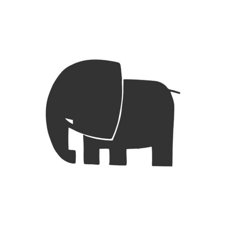 elephant. Black silhouette on a white background. Vector illustration.のイラスト素材