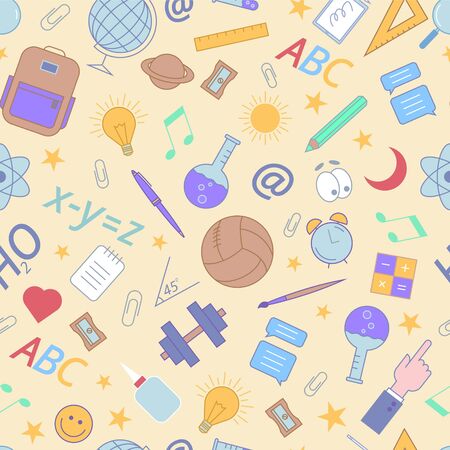 Color pattern of items for education. Vector illustration.のイラスト素材