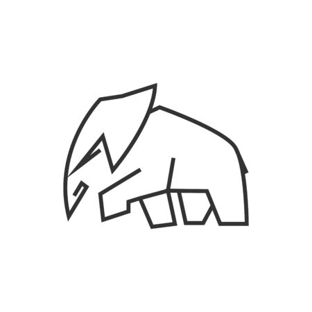 Linear walking elephant outline icon Vector illustrationのイラスト素材