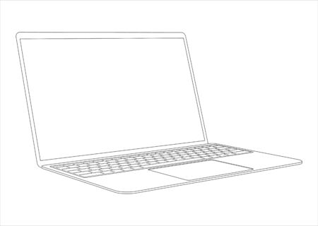 Drawing laptop on a white background. Vector illustration.のイラスト素材