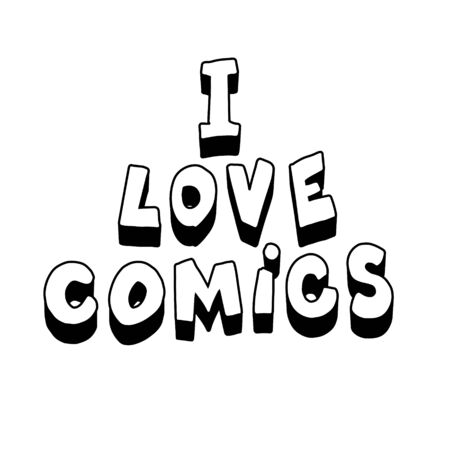The inscription I love comics. Isolated on a white background. Vector illustration.のイラスト素材