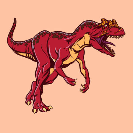Color cartoon drawing of Alosaurus dinosaur for printing. Illustration for children. Vector illustartionのイラスト素材