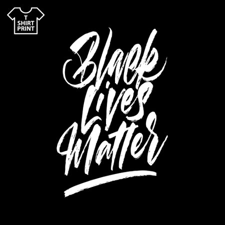 Brush lettering of Black Lives Matter. Hand drawn calligraphy for BLM protest, anti-racist advocacy. Slogan for social movement against police brutality and systemic racism. Vector clipartのイラスト素材