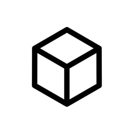 Outline icon. Cube emblem Isolated on white. Vector illustrationのイラスト素材