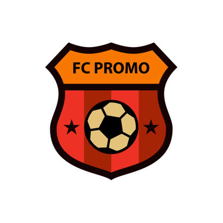 Football club emblem template for souvenir products. Logo with founding date, soccer ball and club colors. Vector illustration.のイラスト素材