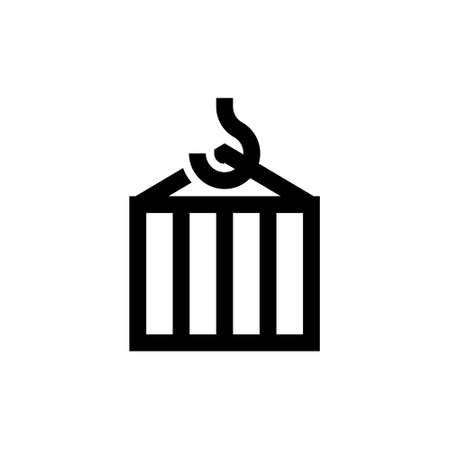 Raised container with cargo. Simple linear icon. Vector illustrationのイラスト素材