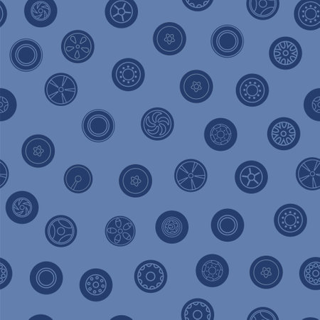 Random blue simple car tire pattern. Vector illustration.のイラスト素材
