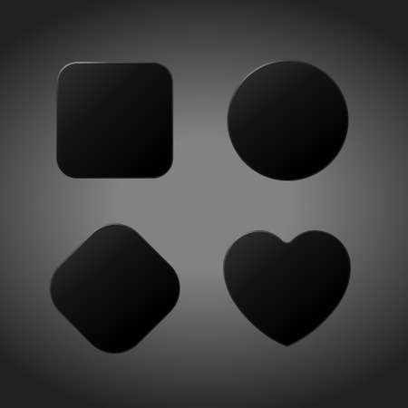 The idea of buttons in geometric shapes and in the form of a heart for website design. Vector illustration.のイラスト素材