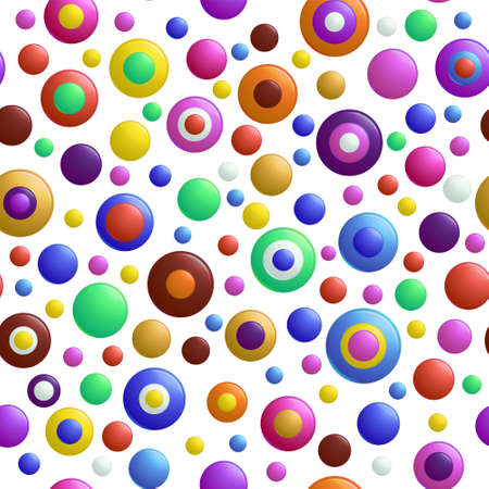 A pattern of multi-colored volumetric buttons. For printing and decoration. Vector illustration.のイラスト素材