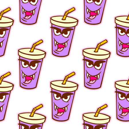 Colored Pattern for the holiday Halloween drinks on a white background for design and print. Vector illustration.のイラスト素材