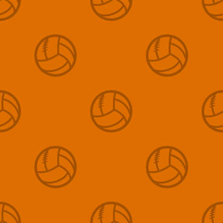 Pattern of retro soccer balls in a linear style on a terracotta background for printing and design.Vector illustration.のイラスト素材