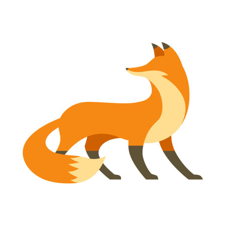Red fox in flat style for print and design. Vector illustration.のイラスト素材