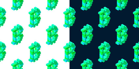 Set of patterns from green bitcoin sign. Vector illustrationのイラスト素材