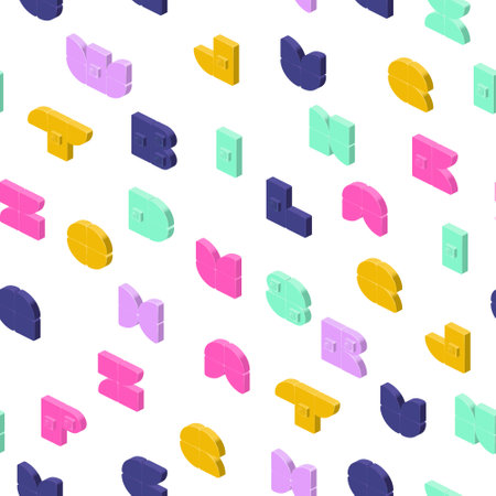 Pattern from the English alphabet in isometry. Funny youth style. vector illustrationのイラスト素材