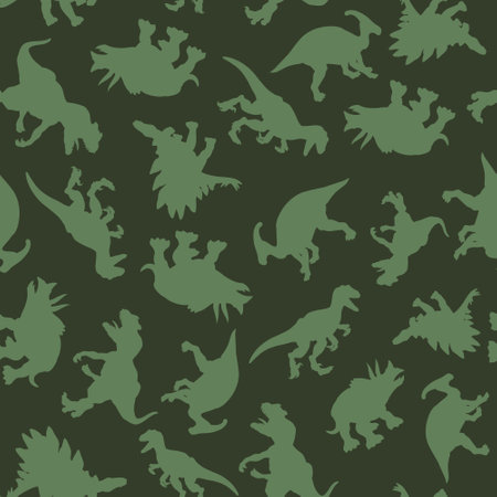 Pattern of realistic silhouettes of dinosaurs. Vector clipartのイラスト素材