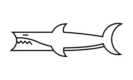 Shark icon in line-art style for printing and design. Vector illustration.のイラスト素材