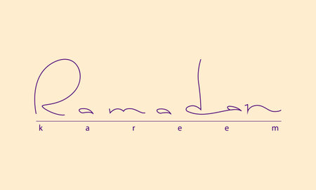 Ramadan Kareem logo in arabic lettering style for printing and design. Vector illustration.のイラスト素材