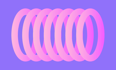 Abstract poster with colorful 3d rings. Geometric gradient background in minimal style. Vector clipartのイラスト素材