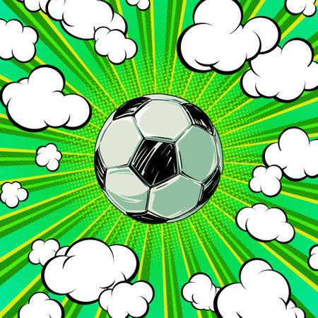 Soccer ball concept in pop art style for print and decoration. Vector illustration.のイラスト素材