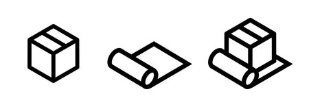 Gift decoration icons set in lineart and isometric style for print and design. Vector illustration.のイラスト素材