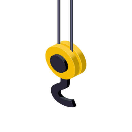 Crane hook design in isometric style for print and decoration. Vector illustration.のイラスト素材
