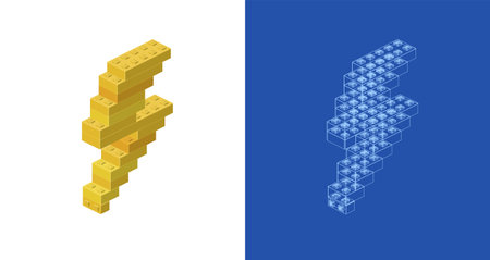 Concept with lightning icon in isometric style for print and decoration. Vector illustration.のイラスト素材