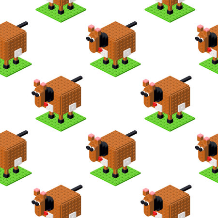 Pattern of a horse in isometry on a white background. Vectorのイラスト素材
