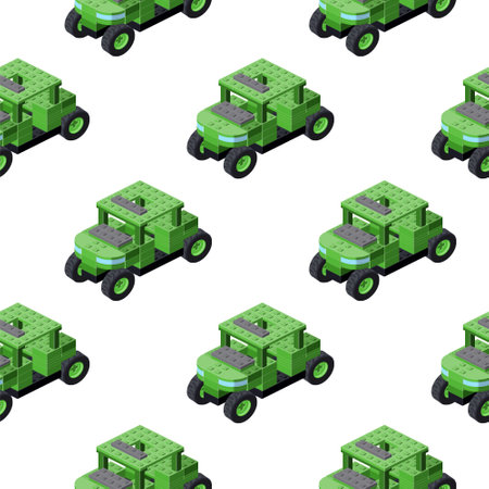 Pattern of a military SUV in isometry on a white background. Vectorのイラスト素材