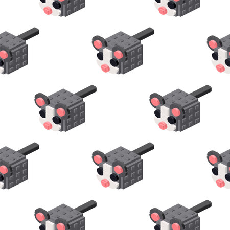 Pattern of mice in isometry on a white background. Vectorのイラスト素材