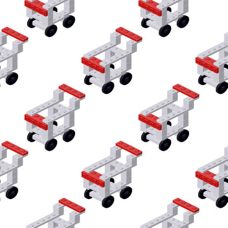 Pattern of grocery baskets in isometry on a white background. Vectorのイラスト素材