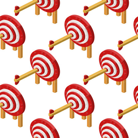 Pattern of archery targets in isometry on a white background. Vectorのイラスト素材