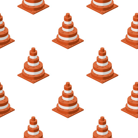 Traffic cone pattern in isometry on a white background. Vectorのイラスト素材