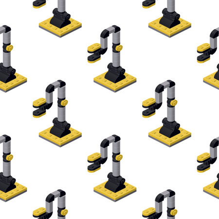 Pattern of robots in the form of a hand in isometry on a white background. Vectorのイラスト素材