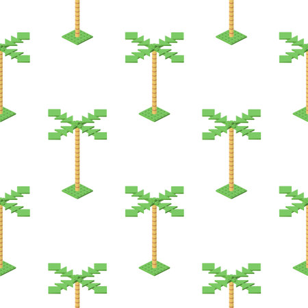 Pattern of palm trees in isometry on a white background. Vectorのイラスト素材