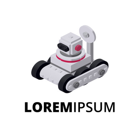 Logo with an all-terrain robot for print and design. Vector illustration.のイラスト素材